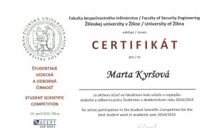 Certifikat_SVOC_2015 | soutěž ŠVOČ 2015